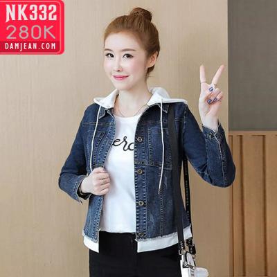 ÁO KHOÁC JEAN NỮ FORM NGẮN PHỐI NÓN TRẮNG - NK332